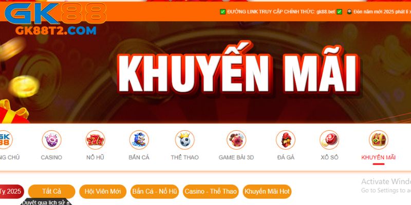 Nhận ưu đãi hấp dẫn chưa từng có khi đăng nhập nhà cái GK88