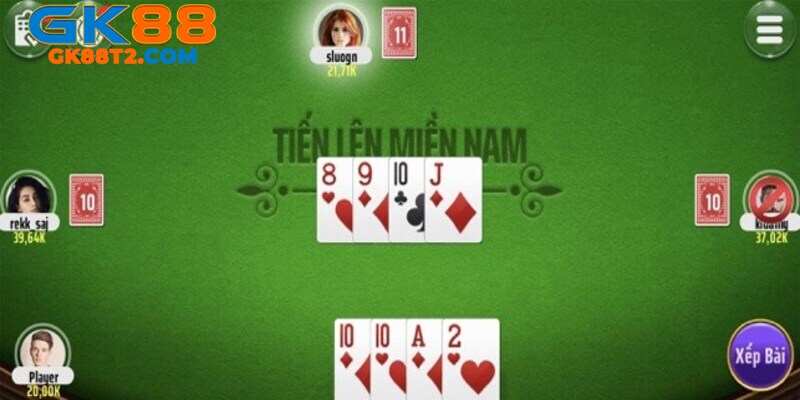 Tiến lên miền Nam là game chơi quen thuộc với bộ bài tây 52 lá
